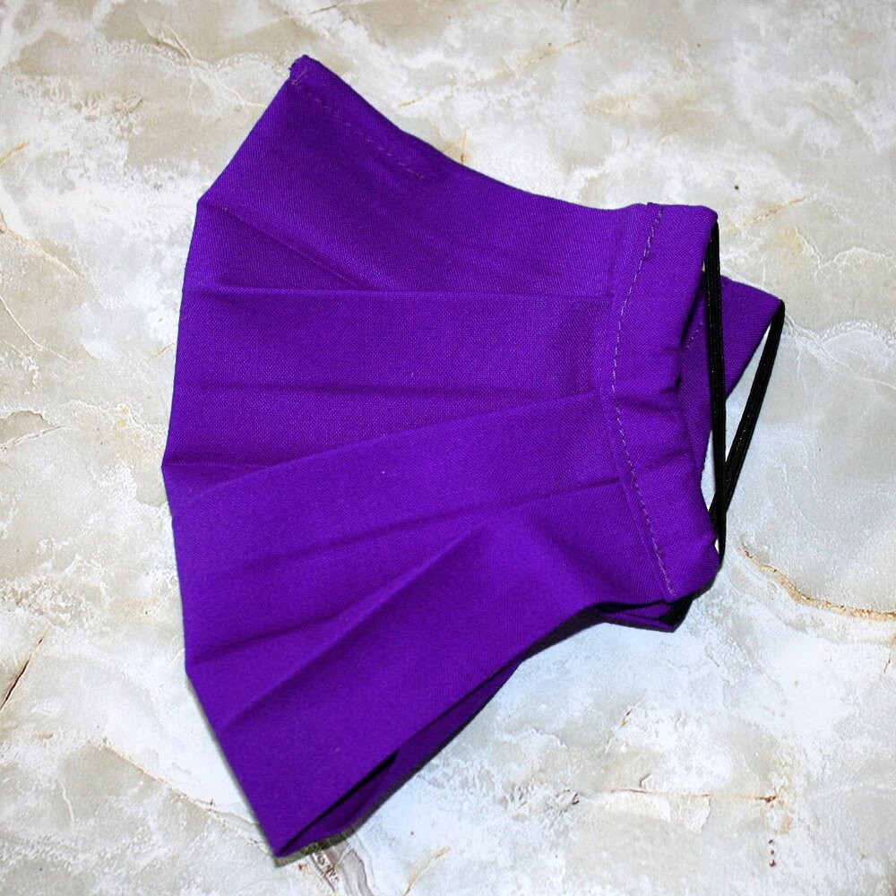 HAND CRAFTED Face Mask Purple Cotton Adult Cloth Fabric Solid - Pocket Style - Picture 4 of 15